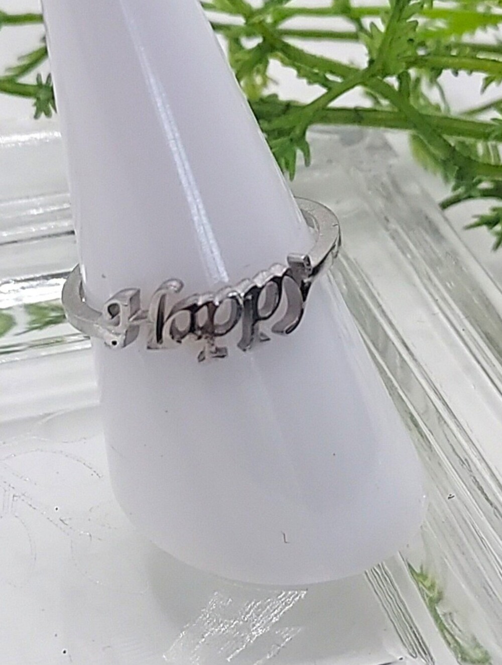 Happy Script Silver Ring - Custom Made Size 8 NWT